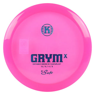 Kastaplast Disc Golf K1 Soft Grym X Distance Driver 12/5/-1/3 Clear Pink/Blue 172 grams