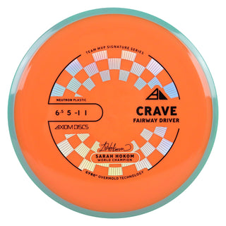 Axiom Discs Project Lab Coat Sarah Hokom Neutron Crave Fairway Driver 6.5/5/-1/1 Orange/Teal 169 grams