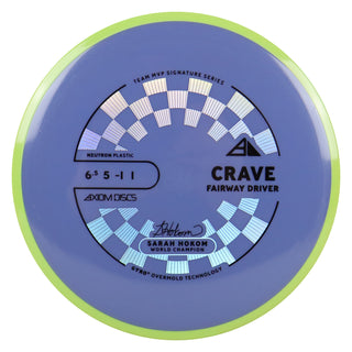 Axiom Discs Project Lab Coat Sarah Hokom Neutron Crave Fairway Driver 6.5/5/-1/1 Slate Purple/Yellow 171 grams