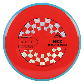 Axiom Discs Project Lab Coat Neutron Soft Hex Midrange Disc 5/5/-1/1 Red/Blue Aqua 165 grams