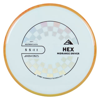 Axiom Discs Project Lab Coat Neutron Soft Hex Midrange Disc 5/5/-1/1 Powder Blue/Orange Yellow 177 grams
