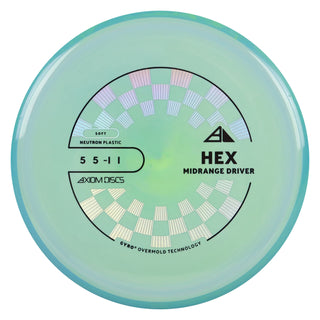 Axiom Discs Project Lab Coat Neutron Soft Hex Midrange Disc 5/5/-1/1 Moss/Blue Aqua 177 grams