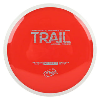 MVP Discs Sports Project Lab Coat James Conrad Neutron Trail Distance Driver 10/5/-1/1 Red 168 grams