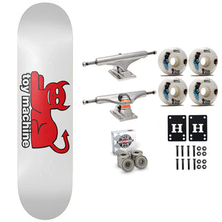 Toy Machine Skateboard Premium Complete Devil Cat White 8.75" x 32.75" Indy Trucks and Bearings, Sml Wheels