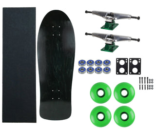 Moose Old School 30" Stained Black, Hollow Silver/Green Trucks, 58mm Green Wheels