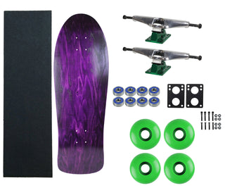 Moose Old School 30" Stained Purple, Hollow Silver/Green Trucks, 58mm Green Wheels
