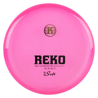 Kastaplast Disc Golf K1 Soft Reko Putter 3/3/0/1 Clear Pink/Gold 173 grams