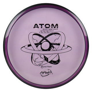 MVP Disc Golf Proton Atom Putter 3/3/0/1 Clear Purple 172 grams