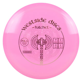 Westside Disc Golf Tournament Hatchet Fairway Driver 9/6/-2/1 Pink/Gold 171 grams