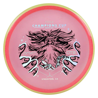 Axiom Disc Golf OTB Open 2025 Champions Cup Particle Glow Proton Hex 5/5/-1/1 Pink/Pastel Yellow 177 grams