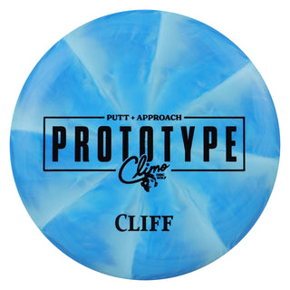 Climo Disc Golf Prototype Swirled Trophy Line Cliff Putt and Approach 2/3/-1/0 Light Blue/Black 172g