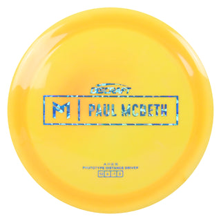 Discraft Disc Golf Paul McBeth Prototype ESP Ares Distance Driver 12/6/-1/2 Yellow/Blue Shatter 174g