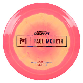 Discraft Disc Golf Paul McBeth Prototype ESP Ares Distance Driver 12/6/-1/2 Pink Yellow/USA 174g