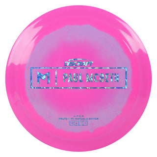 Discraft Disc Golf Paul McBeth Prototype ESP Ares Distance Driver 12/6/-1/2 Hot Pink Purple/Blue Shatter 175g