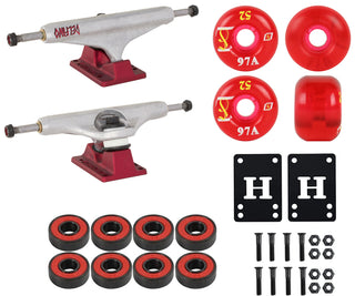 Independent Skateboard Trucks 144 Hollow Delfino + 52mm Wheels, Abec 5 Bearings