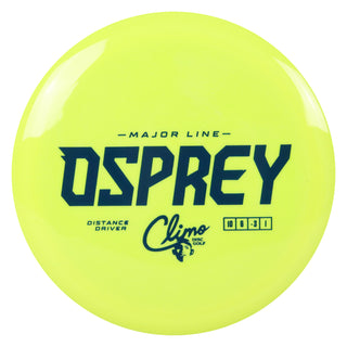 Climo Disc Golf Major Line Osprey Distance Driver 10/6/-3/1 Yellow/Navy 165 grams