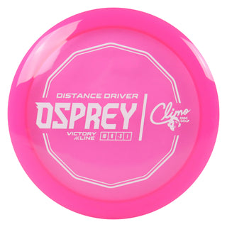 Climo Disc Golf Victory Line Osprey Distance Driver 10/6/-3/1 Pink/White 171 grams