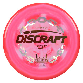 Discraft Disc Golf First Run ESP Sled Putt and Approach 3/2/-1/2 Red Pink/Gold 176g