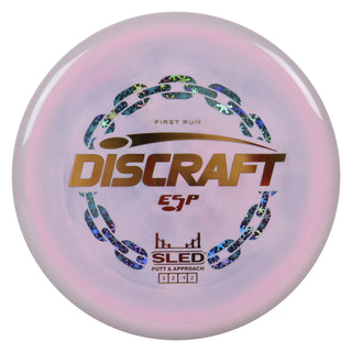 Discraft Disc Golf First Run ESP Sled Putt and Approach 3/2/-1/2 Pink Grey/Gold 175g