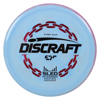 Discraft Disc Golf First Run ESP Sled Putt and Approach 3/2/-1/2 Blue Pink/Black 175g