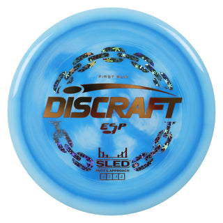 Discraft Disc Golf First Run ESP Sled Putt and Approach 3/2/-1/2 Blue Blend/Gold 176g