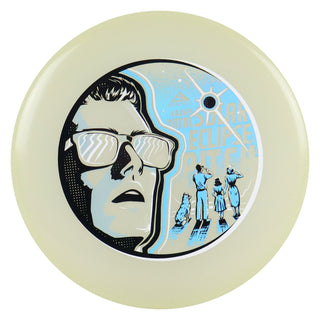 Axiom Disc Golf Total Eclipse Glow Pitch Soft Putter Catch 1/7/-0.5/0 Blue Glow Plate, Green Rim 158 grams