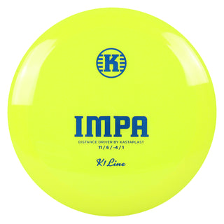 Kastaplast Disc Golf K1 Impa Distance Driver 11/6/-4/1 Yellow/Blue 176 grams