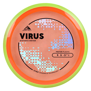 Axiom Discs Project Lab Coat Proton Virus Distance Driver 9/5/-3.5/1 Orange/Lime Red 167 grams