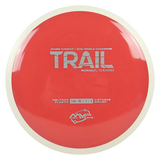 MVP Discs Sports Project Lab Coat James Conrad Neutron Trail Distance Driver 10/5/-1/1 Dull Red 173 grams