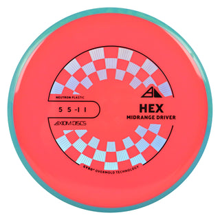 Axiom Discs Project Lab Coat Neutron Hex Midrange Disc 5/5/-1/1 Bright Red/Blue Green 171 grams