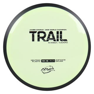 MVP Disc Golf James Conrad Neutron Trail Distance Driver 10/5/-1/1 Pastel Yellow 175 grams