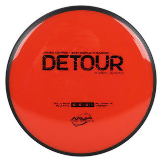 MVP Disc Golf James Conrad Signature Neutron Detour Midrange Disc 5/5/-2/1 Burnt Orange 168 grams