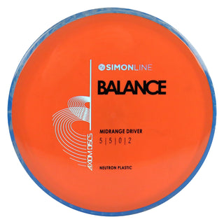Axiom Disc Golf Neutron Balance Simon Lizotte Edition Midrange 5/5/0/2 Orange/Blue Grey 175 grams