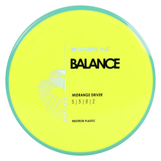 Axiom Disc Golf Neutron Balance Simon Lizotte Edition Midrange 5/5/0/2 Yellow/Aqua 177 grams