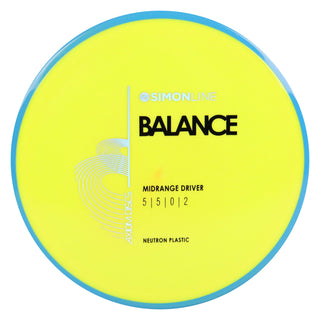 Axiom Disc Golf Neutron Balance Simon Lizotte Edition Midrange 5/5/0/2 Yellow/Blue 169 grams