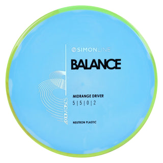 Axiom Disc Golf Neutron Balance Simon Lizotte Edition Midrange 5/5/0/2 Light Blue/Yellow Red 168 grams