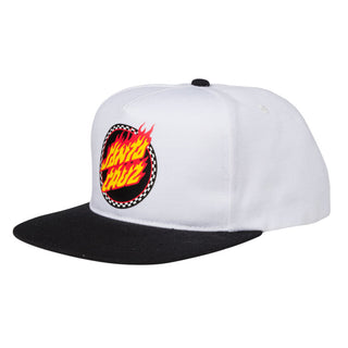 Santa Cruz Skateboards Hat Check Ringed Flamed Dot Snapback White/Black