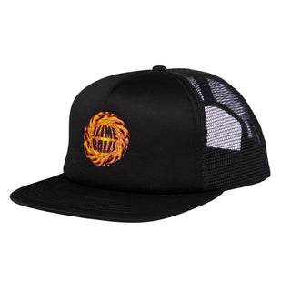Slime Balls Skateboard Wheels Hat SB Logo Flame Mesh Trucker Black