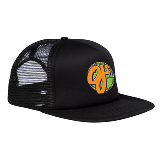 OJ Wheels Skateboard Hat Standard Mesh Trucker High Profile Black