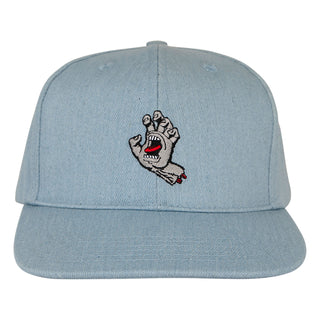 Santa Cruz Skateboards Hat Screaming Hand Snapback Light Denim