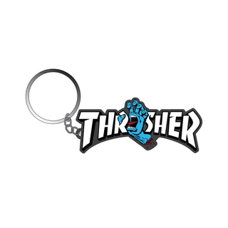 Santa Cruz Skateboards Keychain Thrasher Screaming Logo Black/Blue 3.5" x 1.5"