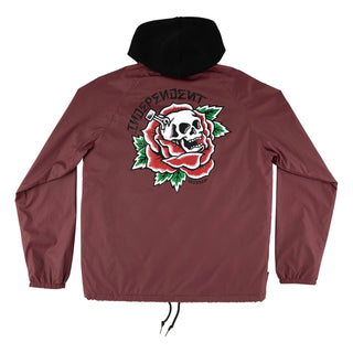 Independent Trucks Coat Dressen Skull Rose Hooded Windbreaker Burgundy