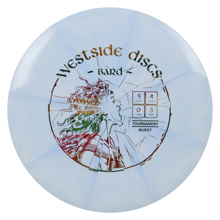 Westside Disc Golf Tournament Burst Bard Midrange 5/4/0/3 Light Blue/Rasta 176 grams