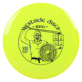 Westside Disc Golf VIP Sling Midrange Disc 5/5/0/1 Yellow/Blue 178 grams