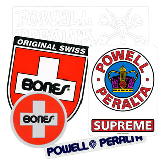 Powell Peralta and Bones Sticker 5 Pack Supreme and Bones Swiss