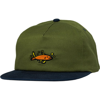 Krooked Skateboards Hat Mermaid Fish Snapback Olive/Navy