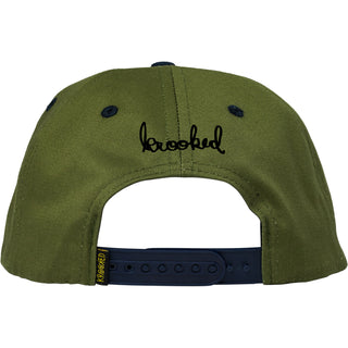 Krooked Skateboards Hat Mermaid Fish Snapback Olive/Navy