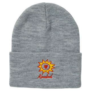 Krooked Skateboards Beanie Sun Heart Cuff Heather Grey