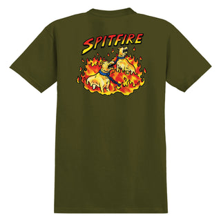 Spitfire Skateboard Wheels Shirt Hellhounds Military Green