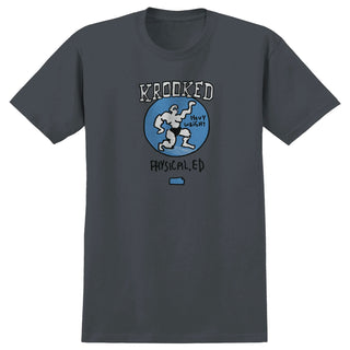 Krooked Skateboards Shirt Physical Ed Charcoal